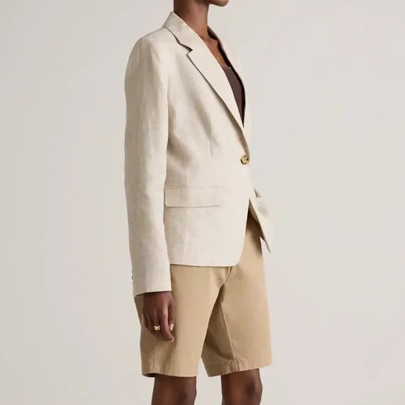 NWT QUINCE 100% European Linen Structured Blazer Jacket Flax Small - Picture 4 of 12